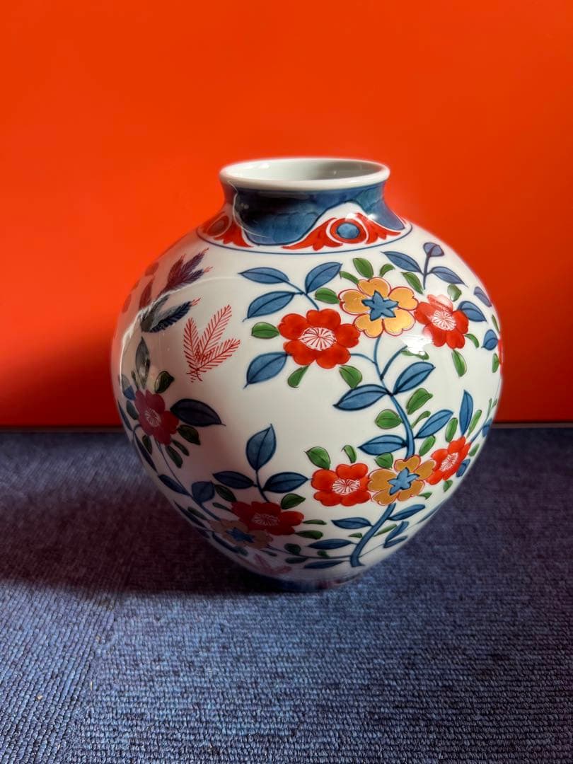 1259 源右衛門 窯造　古伊万里風桜図　花瓶