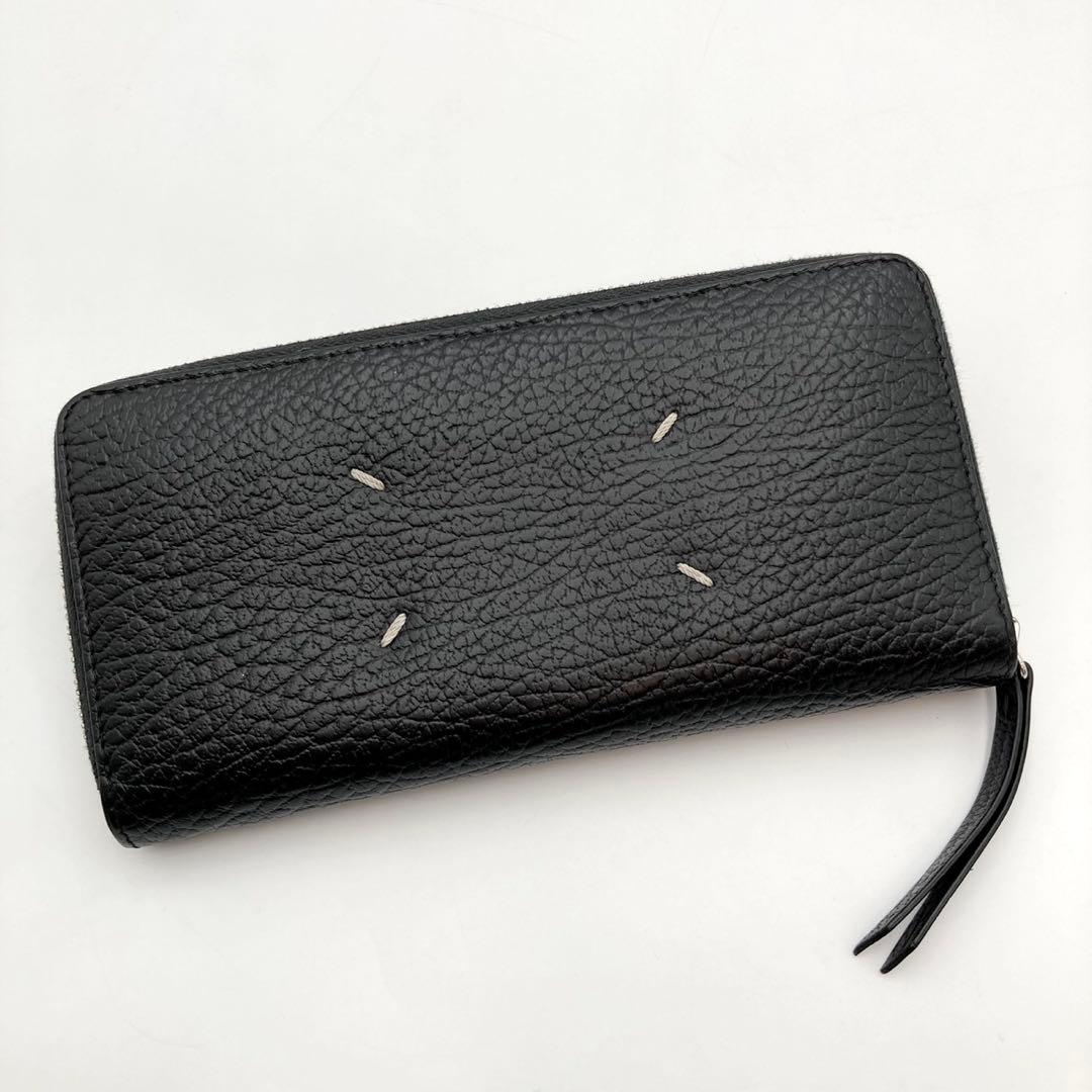 専用✨ メゾンマルジェラ 長財布 レザー 黒 ステッチ ラウンドジップ 高級感