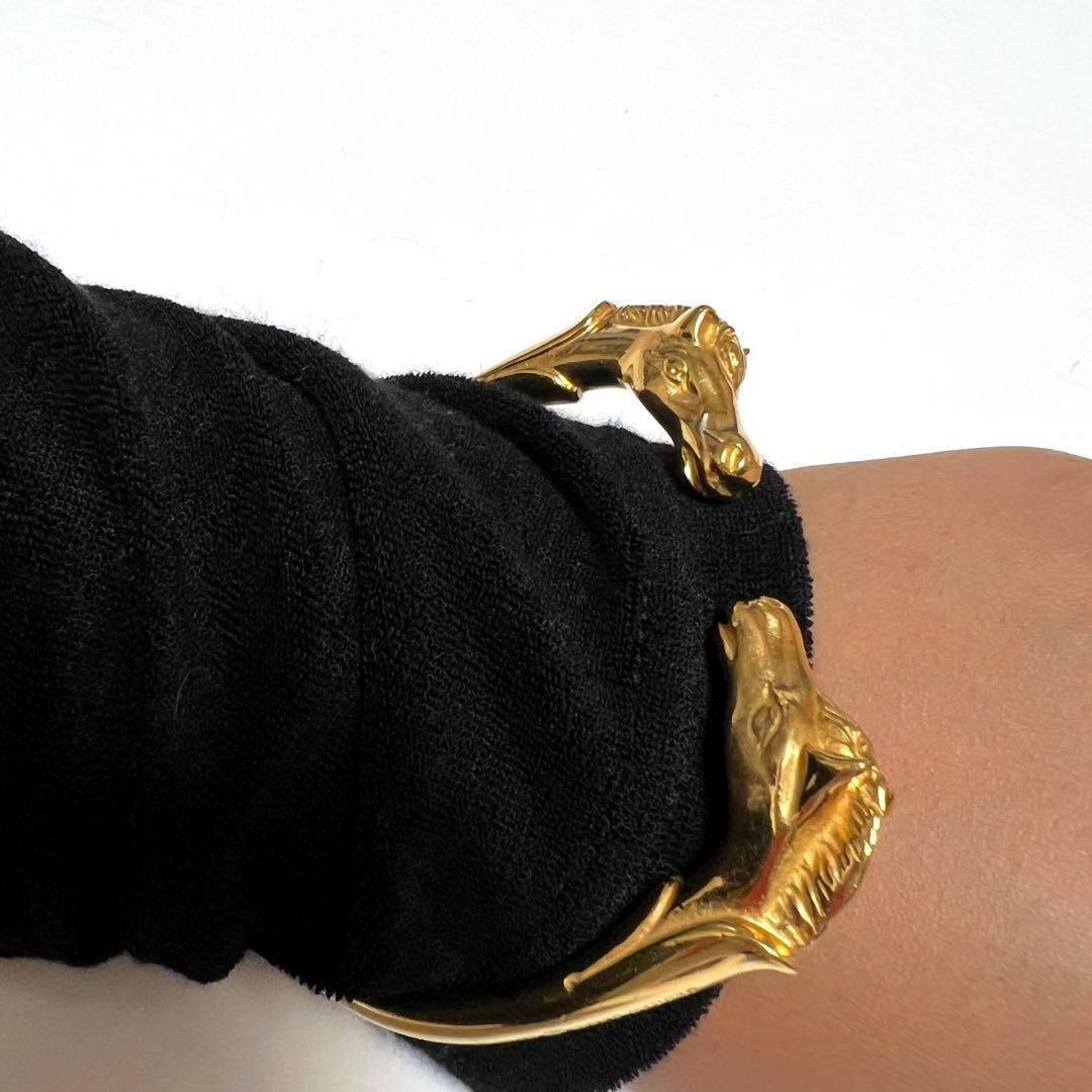 エルメス HERMES シュバルホース バングル ゴールドカラー ブレスレット