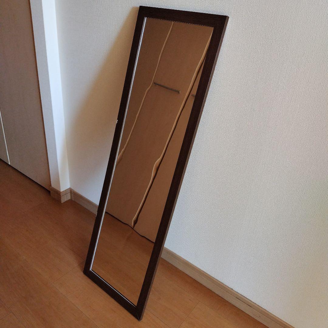 防災ミラー　割れないクン　割れないミラー＊ダークブラウン スタンドミラー