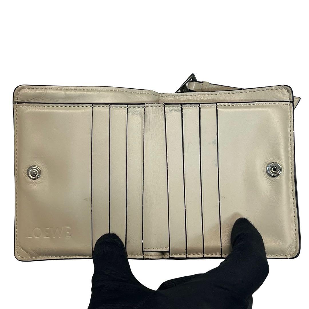 希少✨ロエベ 二つ折り財布 パズル レザー アナグラム ロゴ型押し バイカラー