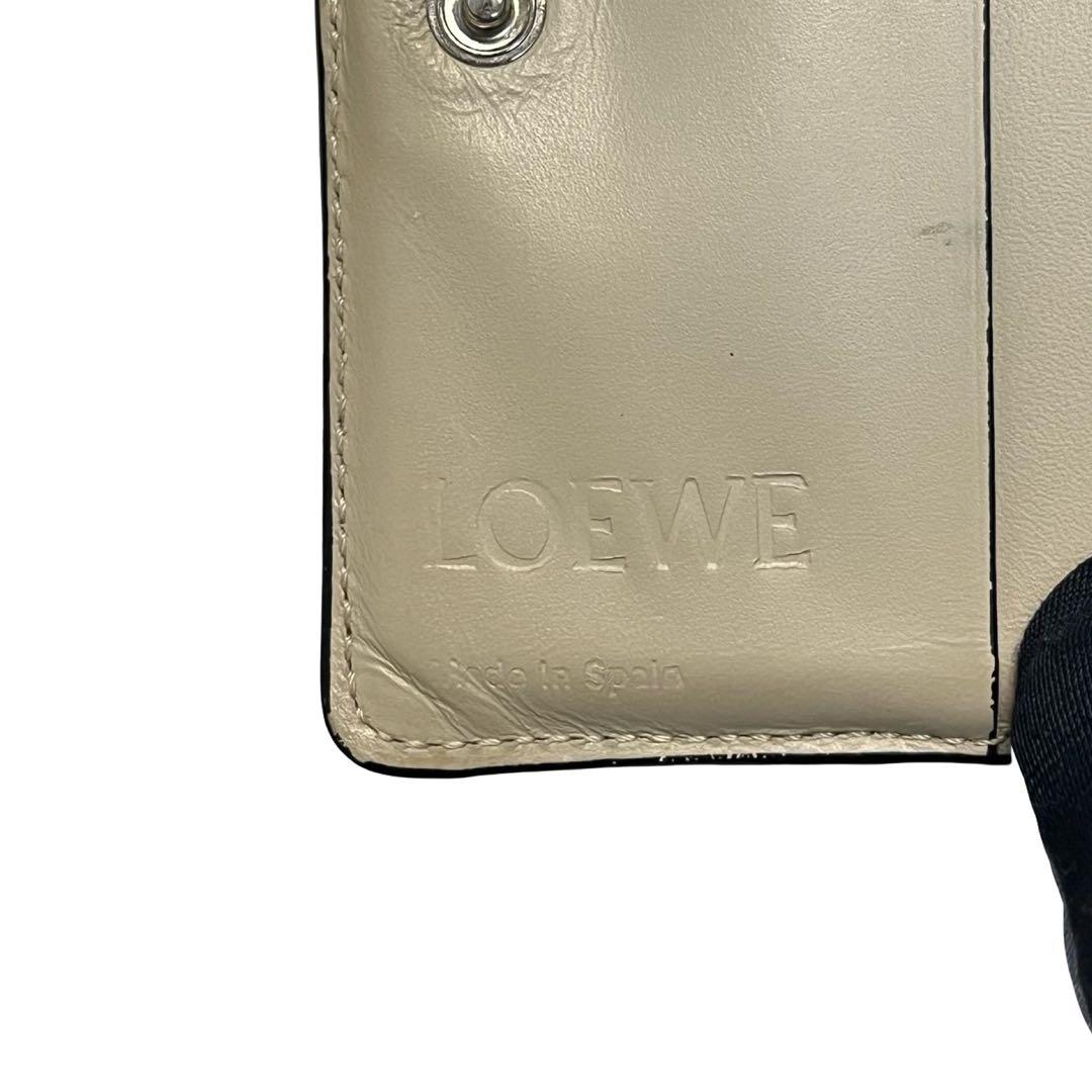 希少✨ロエベ 二つ折り財布 パズル レザー アナグラム ロゴ型押し バイカラー