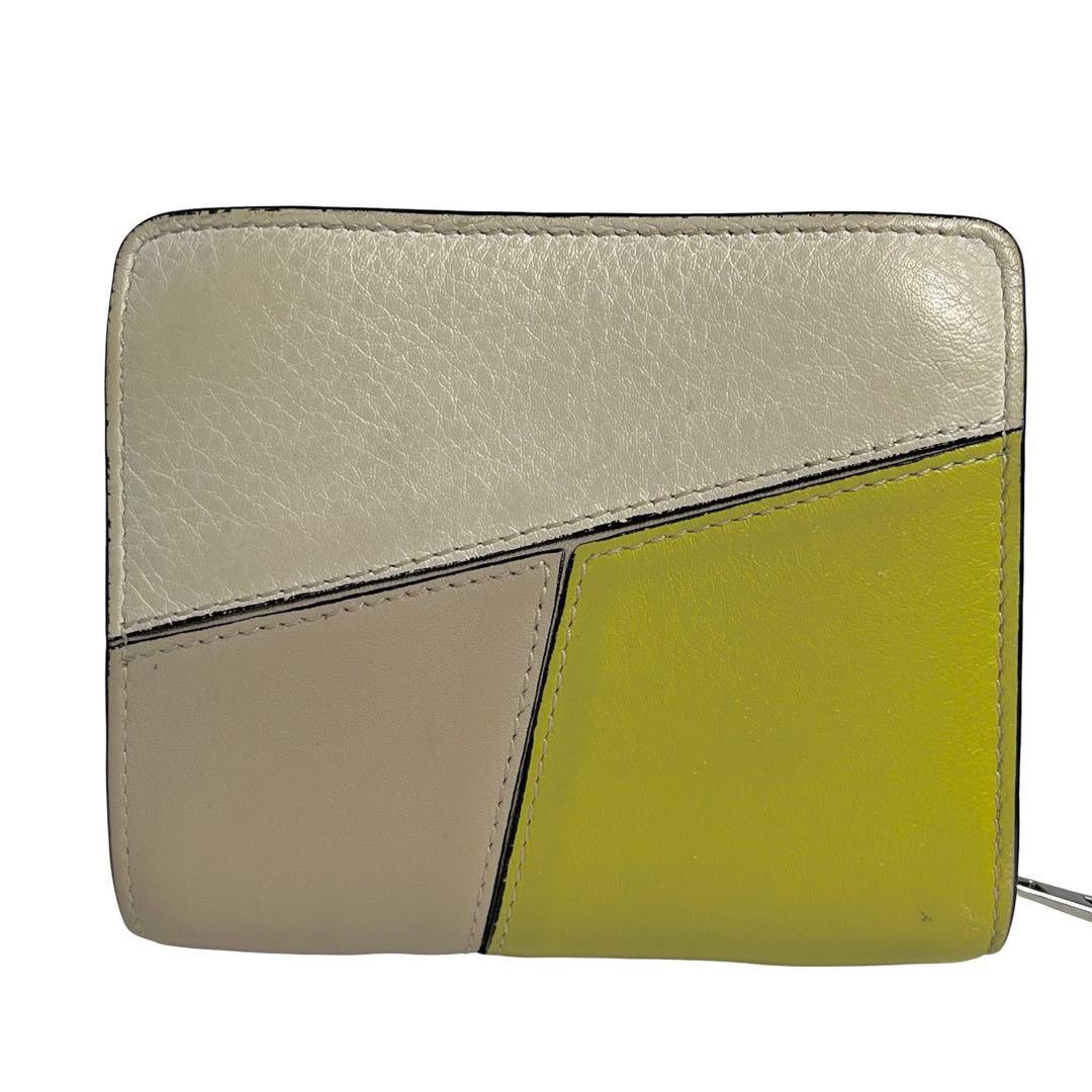 希少✨ロエベ 二つ折り財布 パズル レザー アナグラム ロゴ型押し バイカラー