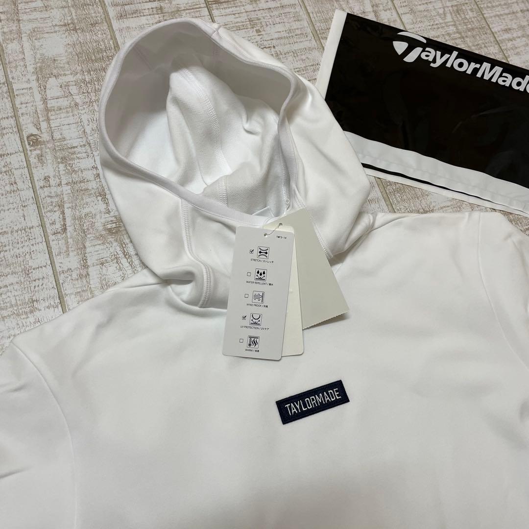 新品 テーラーメイド 長袖 パーカー 保温 胸ロゴ ホワイト Mサイズ