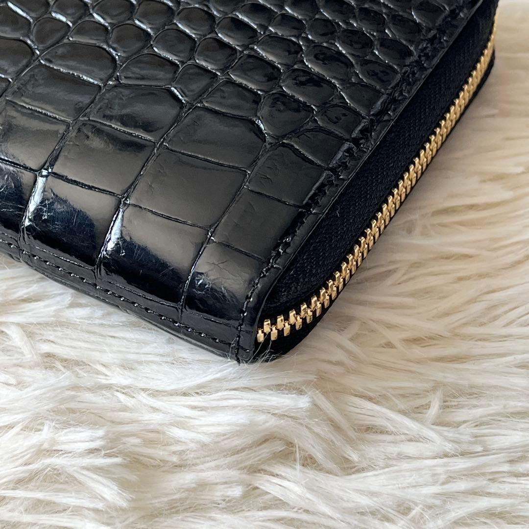 未使用級✨池田工芸　JRA クロコダイル　ポロサス　ゴールドパイソン　長財布　黒