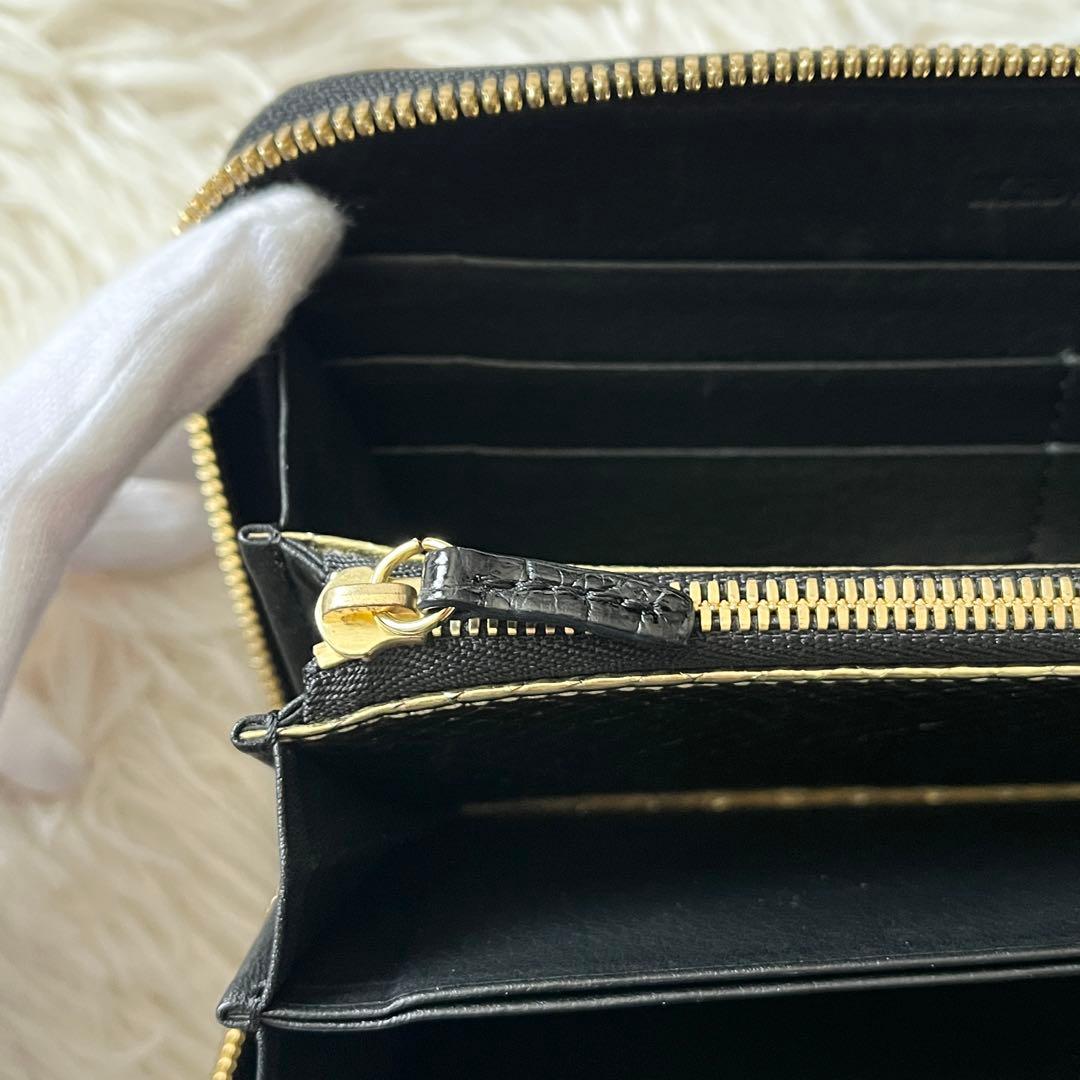 未使用級✨池田工芸　JRA クロコダイル　ポロサス　ゴールドパイソン　長財布　黒