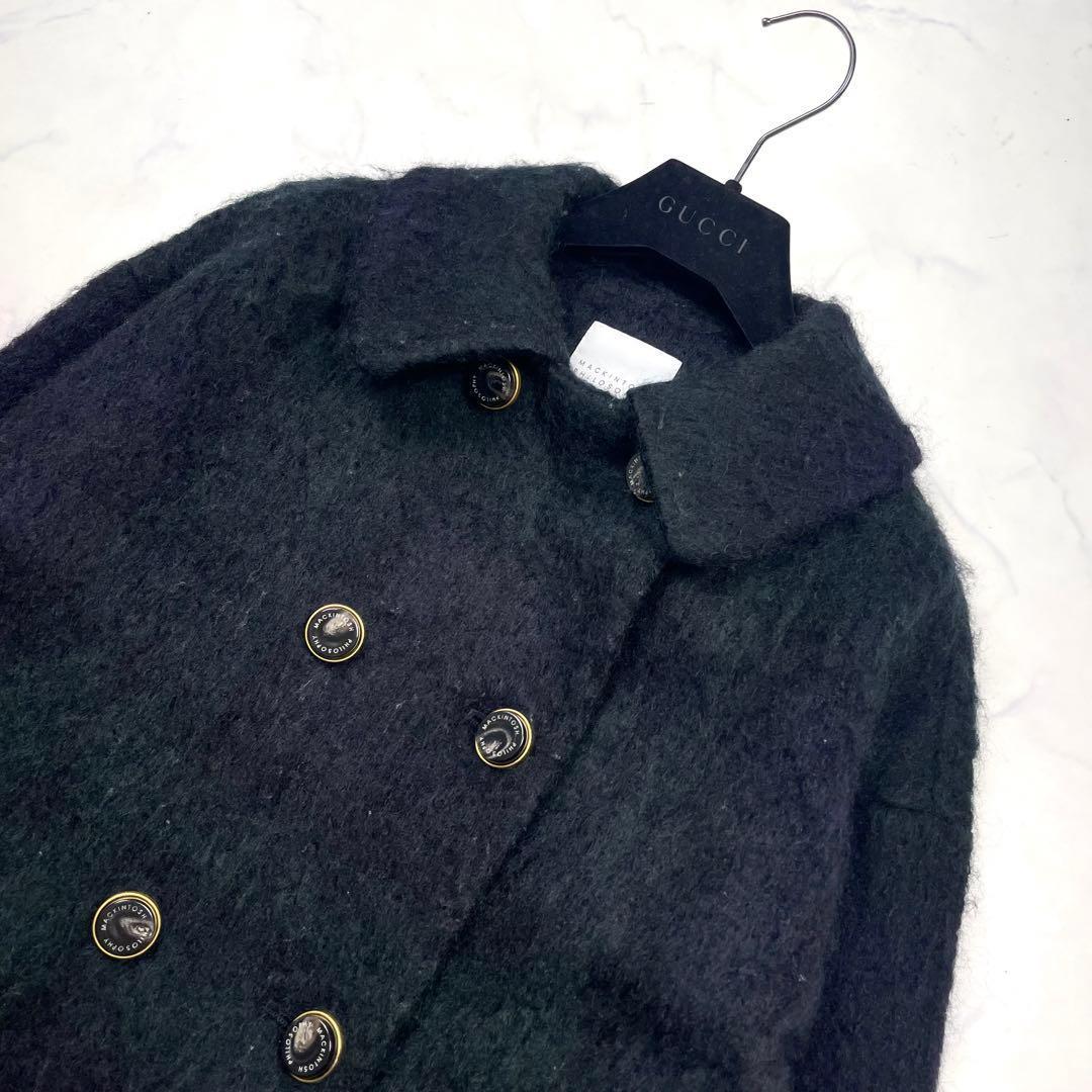 マッキントッシュ シャギーコート モヘヤ混 チェック 金ボタン