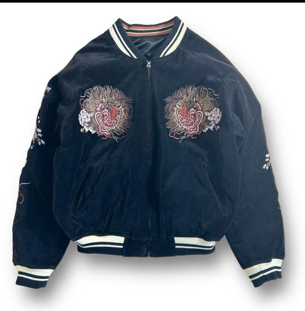 爆爛 リバーシブル スカジャン 刺繍 別珍