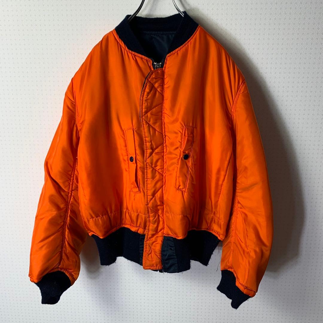 80s USA製 alpha MA-1 フライトジャケット リバーシブル 紺