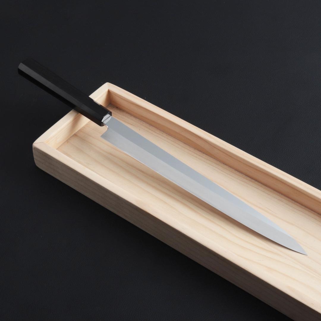 9041梵静刃物 極薄柳刃包丁 厚み1.7mm鏡面仕上げ 尺 黒檀黒水牛角八角柄