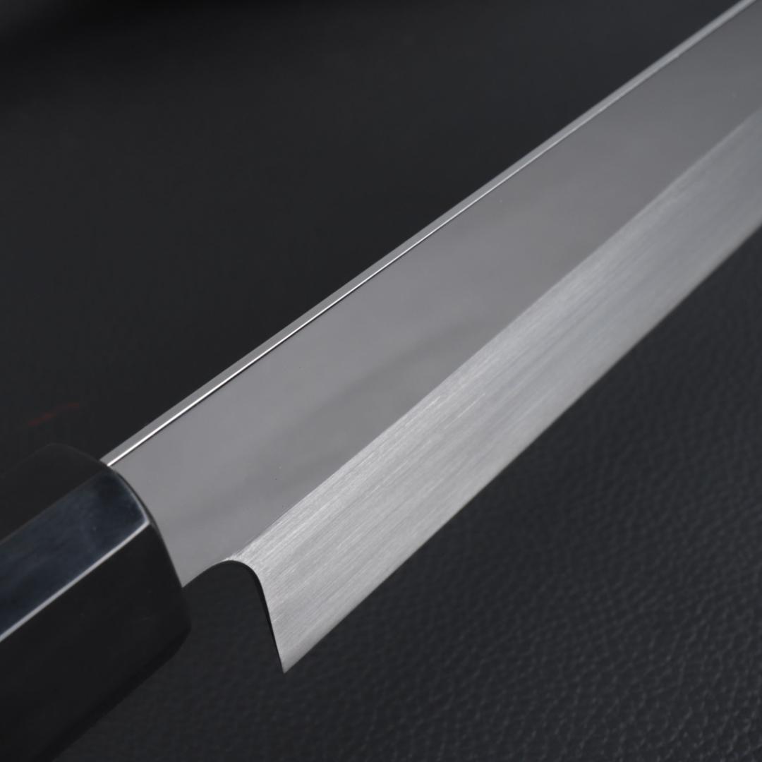 9041梵静刃物 極薄柳刃包丁 厚み1.7mm鏡面仕上げ 尺 黒檀黒水牛角八角柄