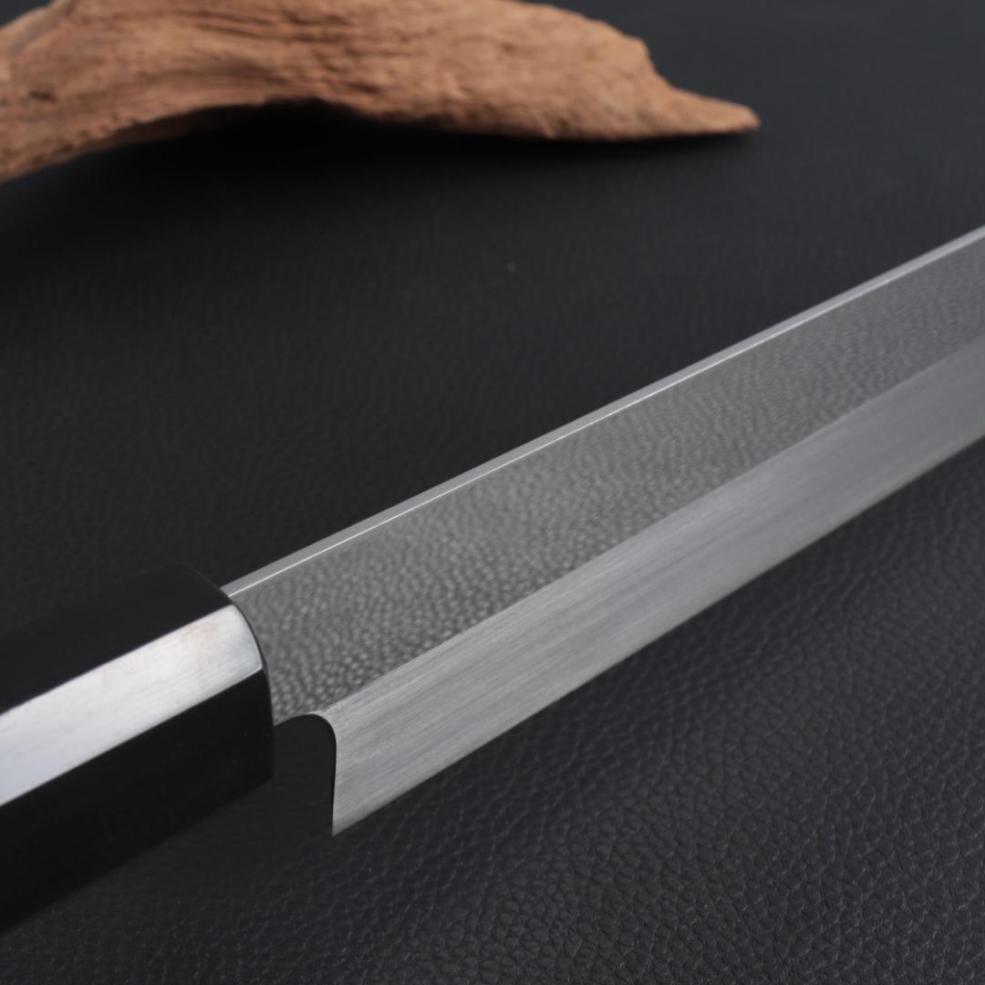9041梵静刃物 極薄柳刃包丁 厚み1.7mm鏡面仕上げ 尺 黒檀黒水牛角八角柄
