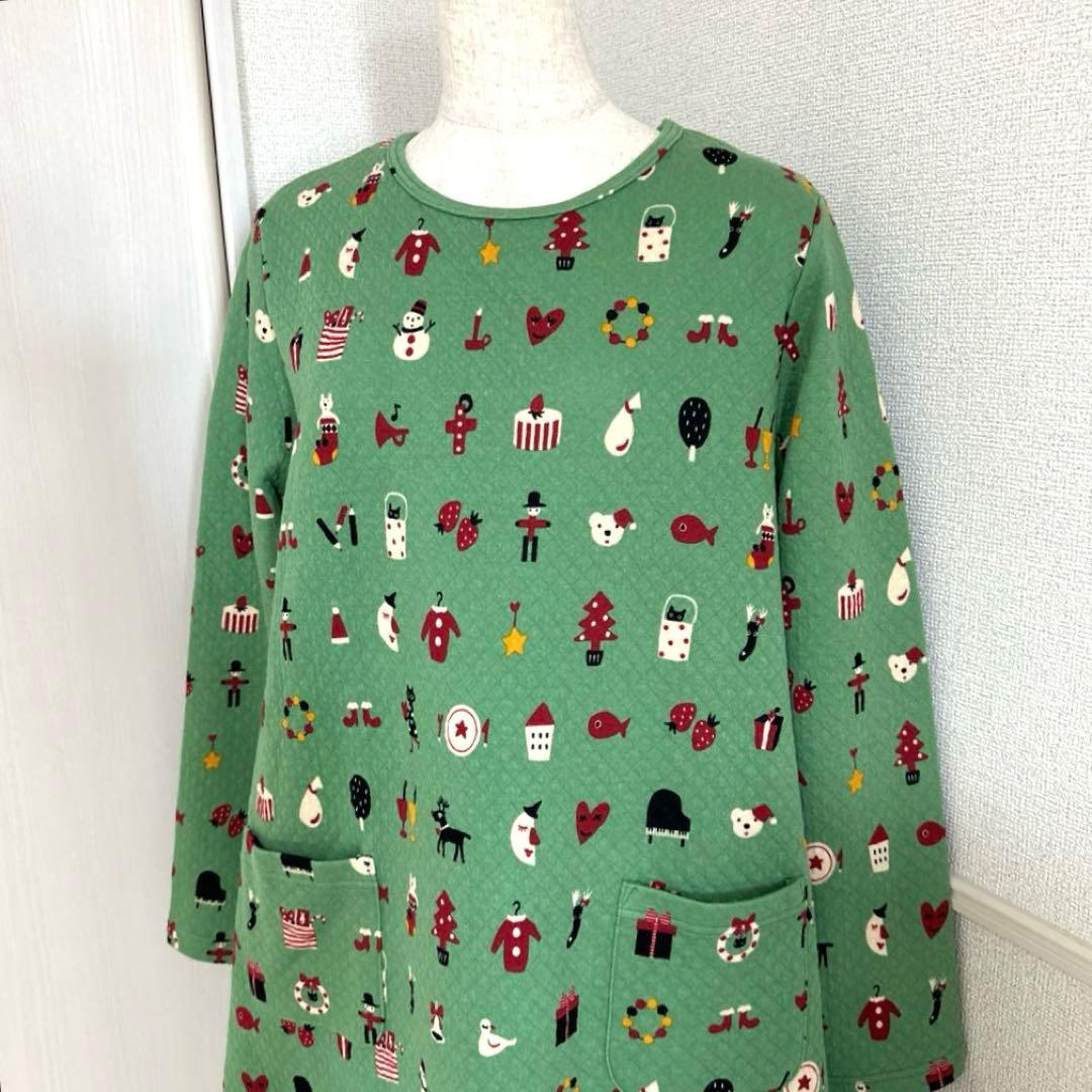 新品未使用タグ付　ワコールマタノアツコ　暖かキルティング　クリスマス柄パジャマM