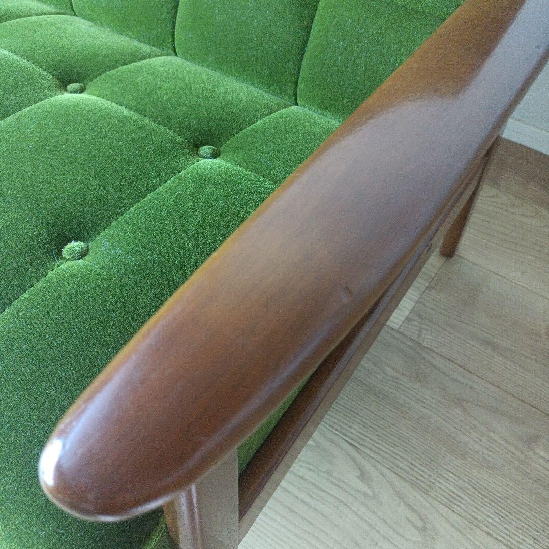 カリモク60 ｋチェア ２シーターモケットグリーン