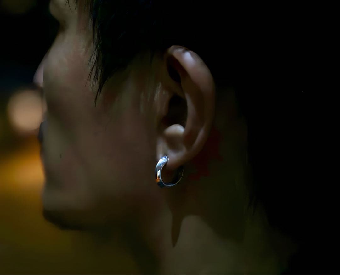 CALEE シルバーフープピアス