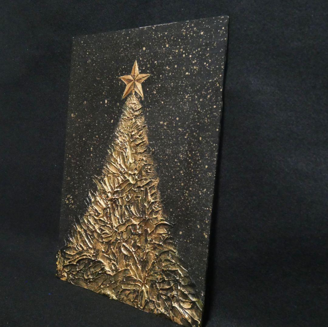 油絵 油彩 油彩画 絵画【黄金クリスマスツリー】