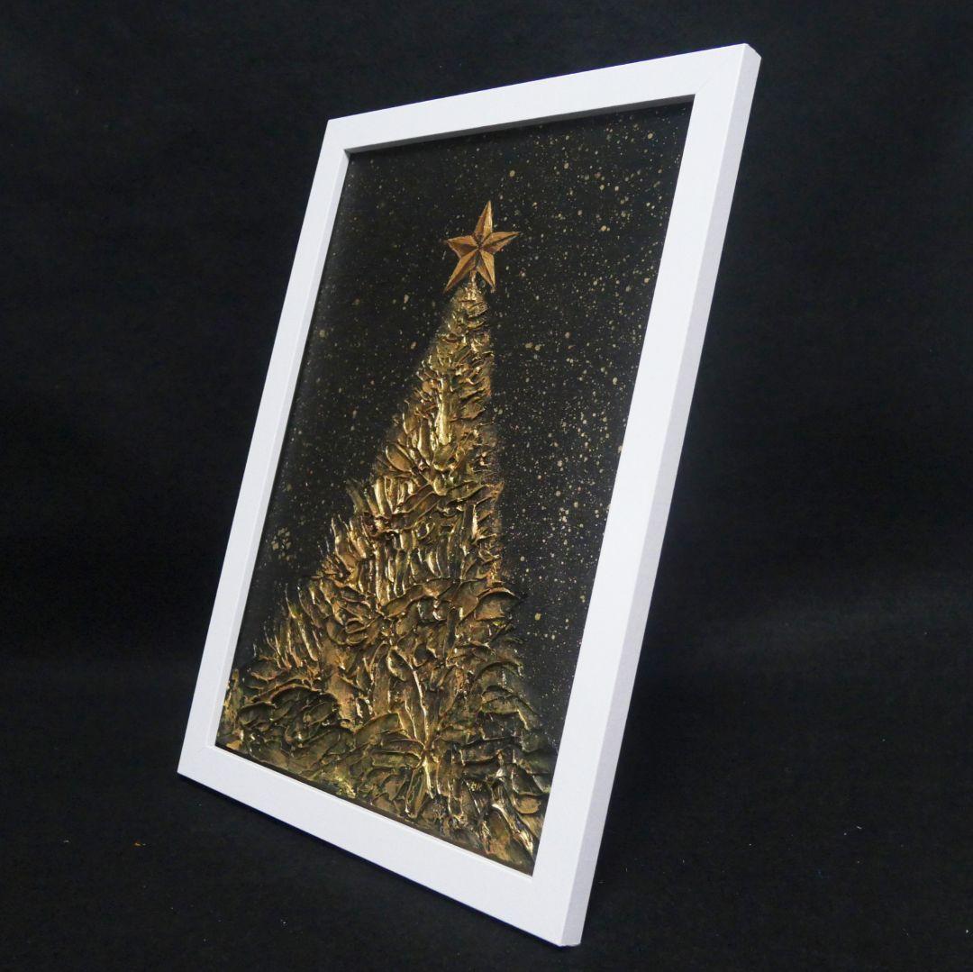 油絵 油彩 油彩画 絵画【黄金クリスマスツリー】