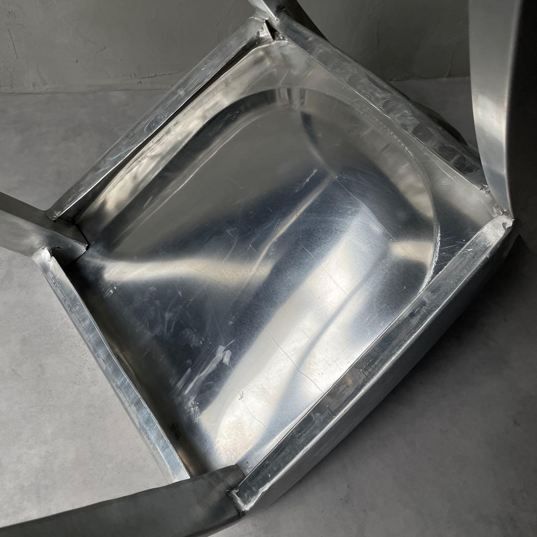 ネイビーチェア　アルミニウム製　バースツール　ハイチェア　シルバー　軽量