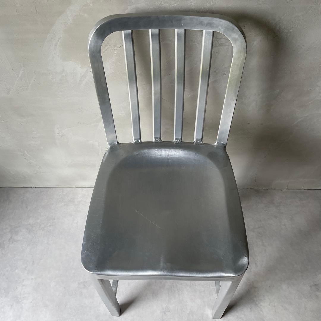 ネイビーチェア　アルミニウム製　バースツール　ハイチェア　シルバー　軽量