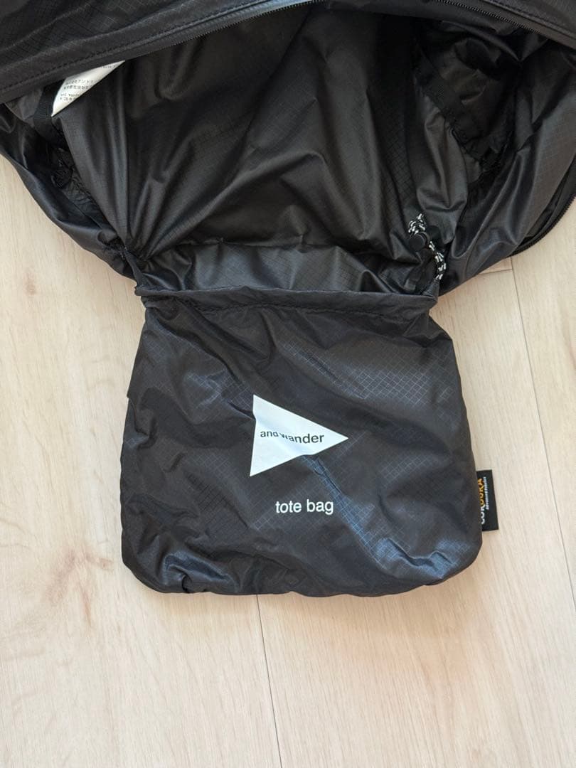 〈and wander〉sil tote bag トートバッグ 2way 黒