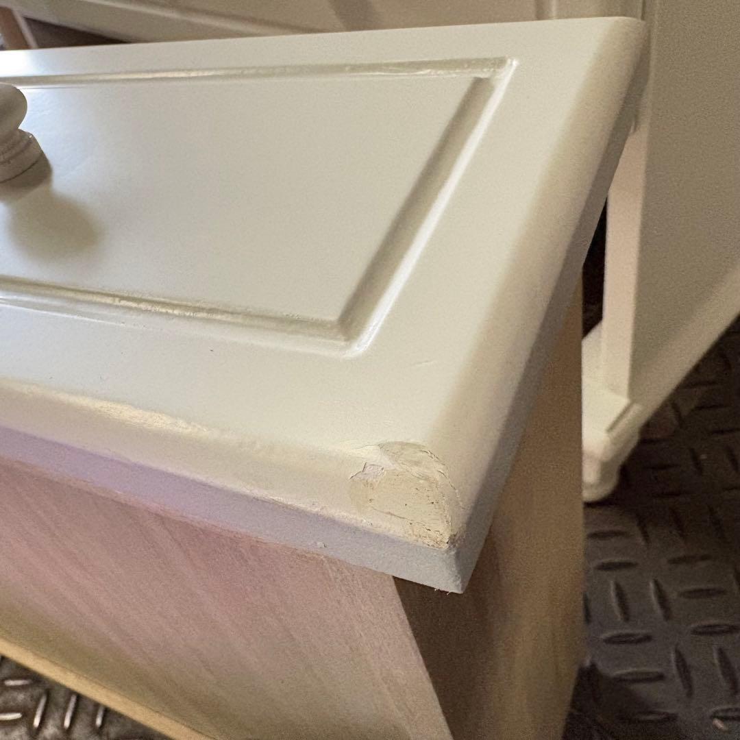 訳あり品！【137】フレンチ調ホワイトチェスト三段四つ引き木製収納家具姫系タンス