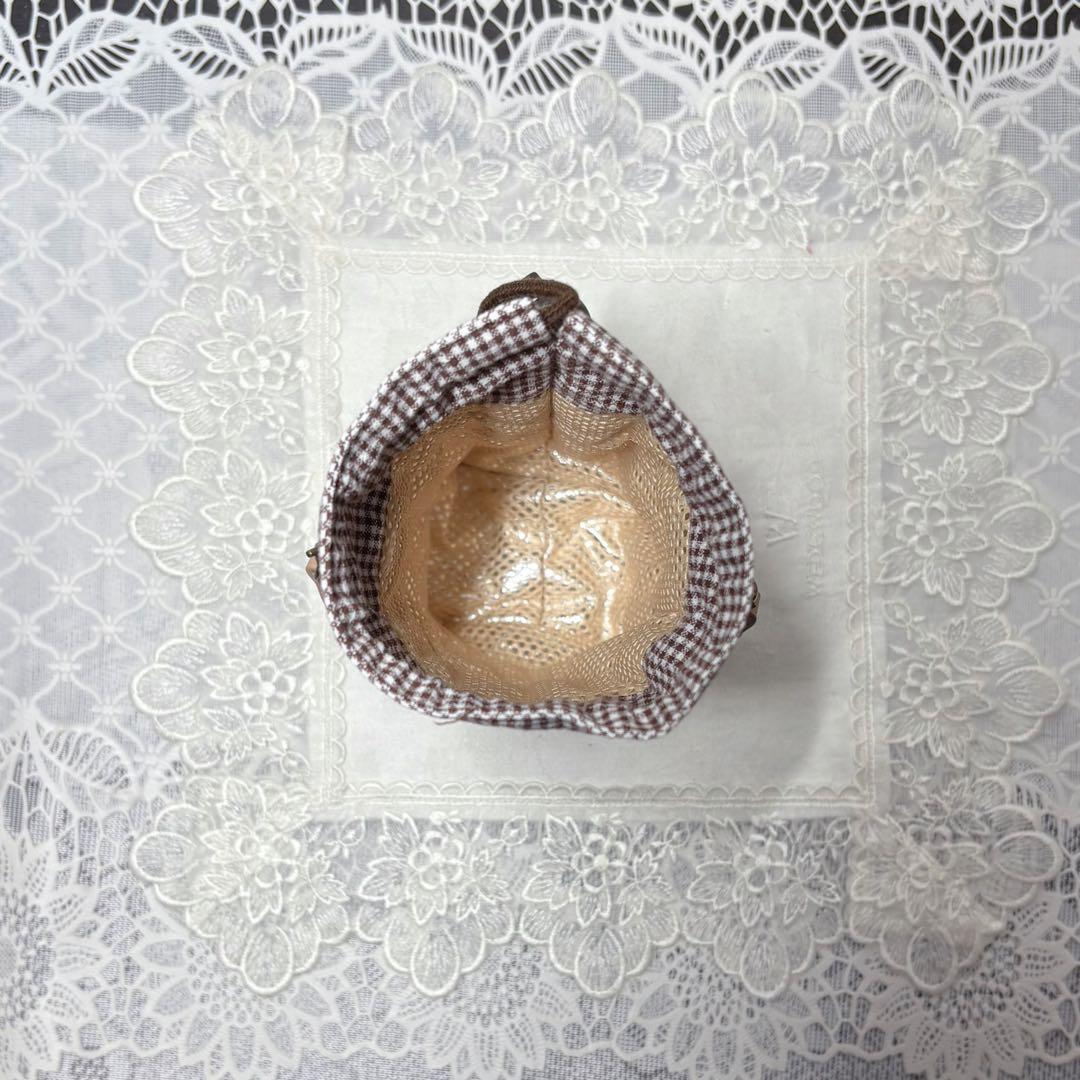 ペットボトルカバー　ベアチェック柄　ブラウン　ハンドメイド