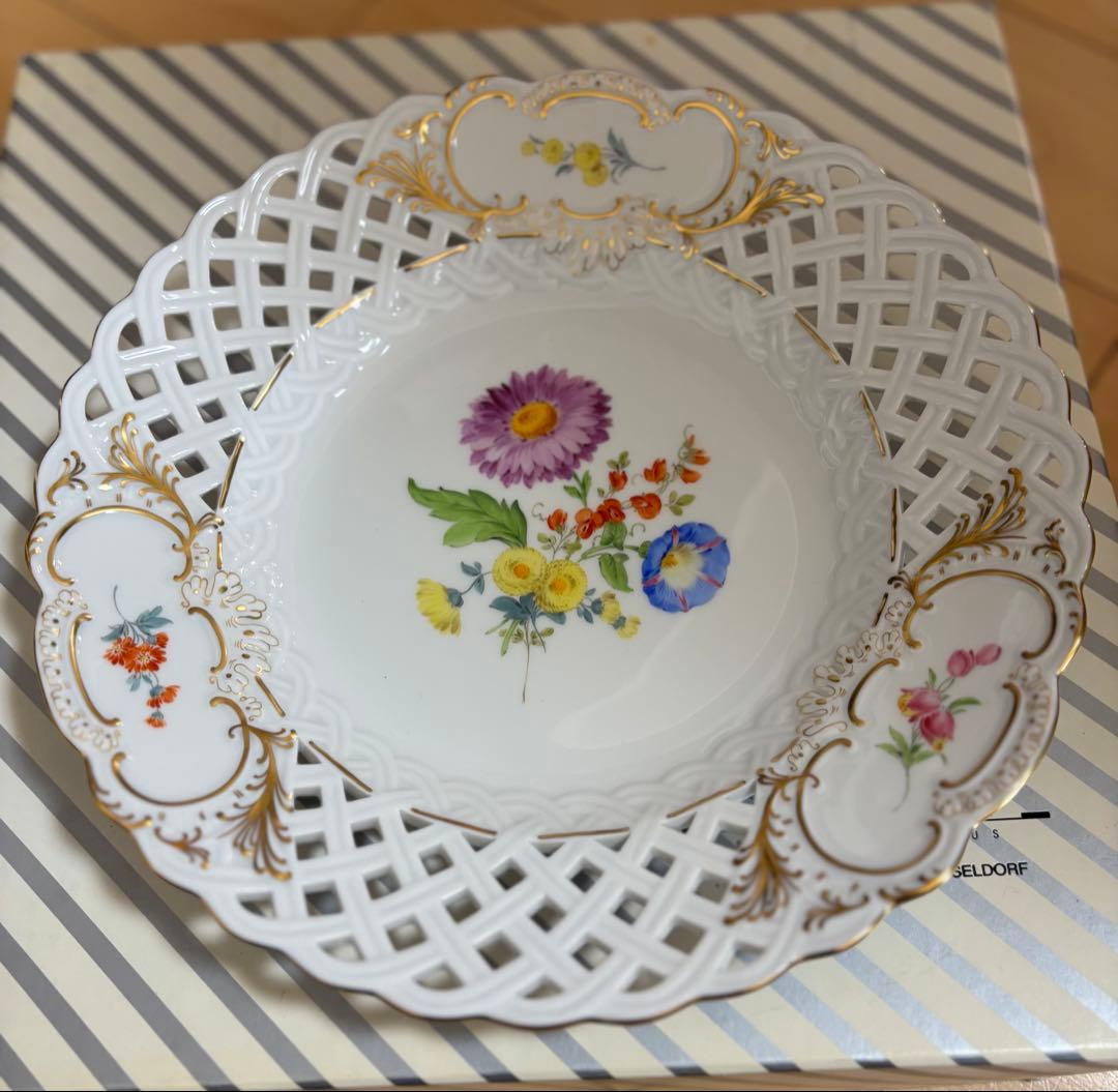 マイセン　透かしプレート　未使用　24cm