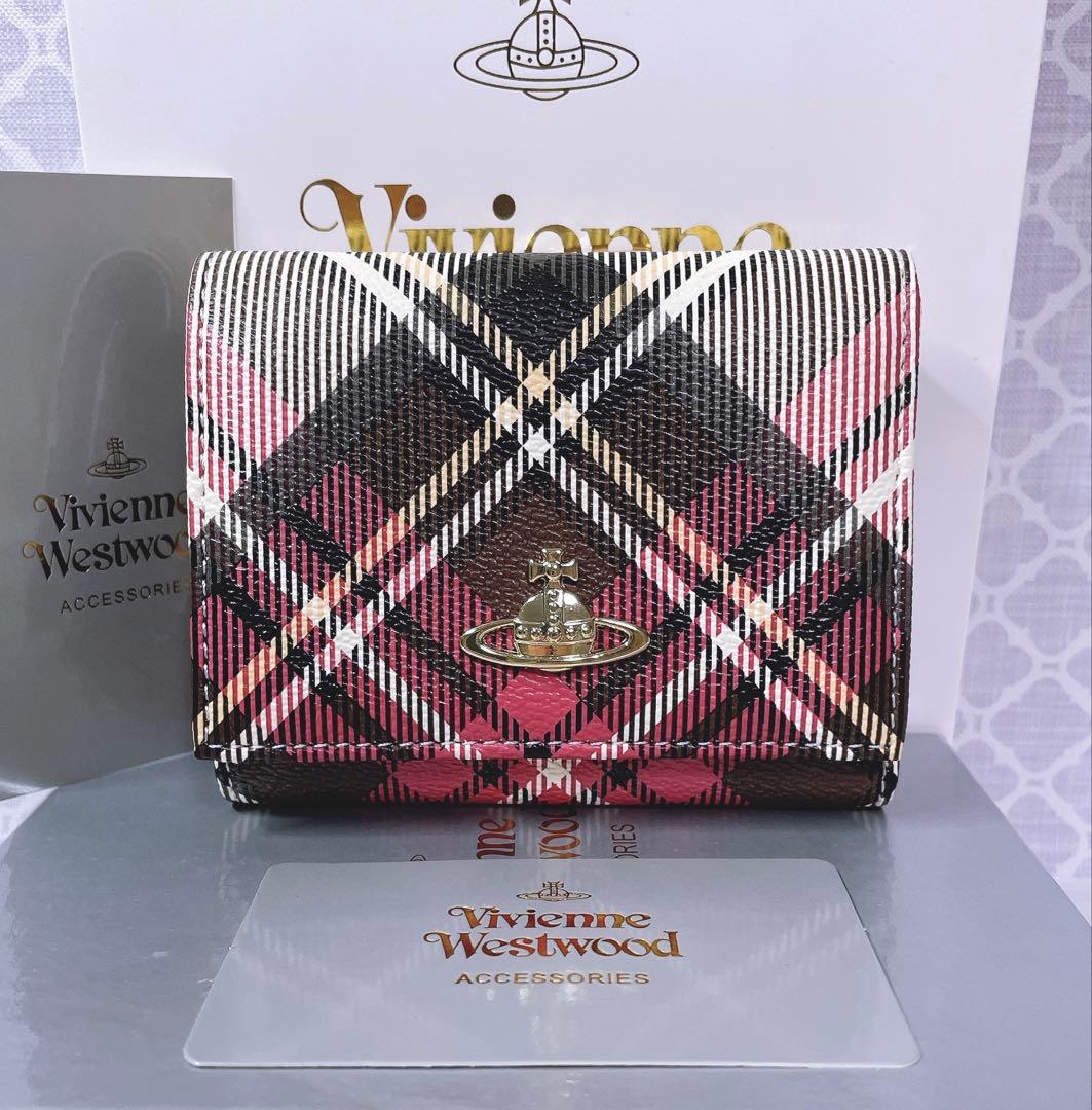 【可愛すぎ♡新品】可愛い ヴィヴィアン・ウエストウッド 三折り財布チェック