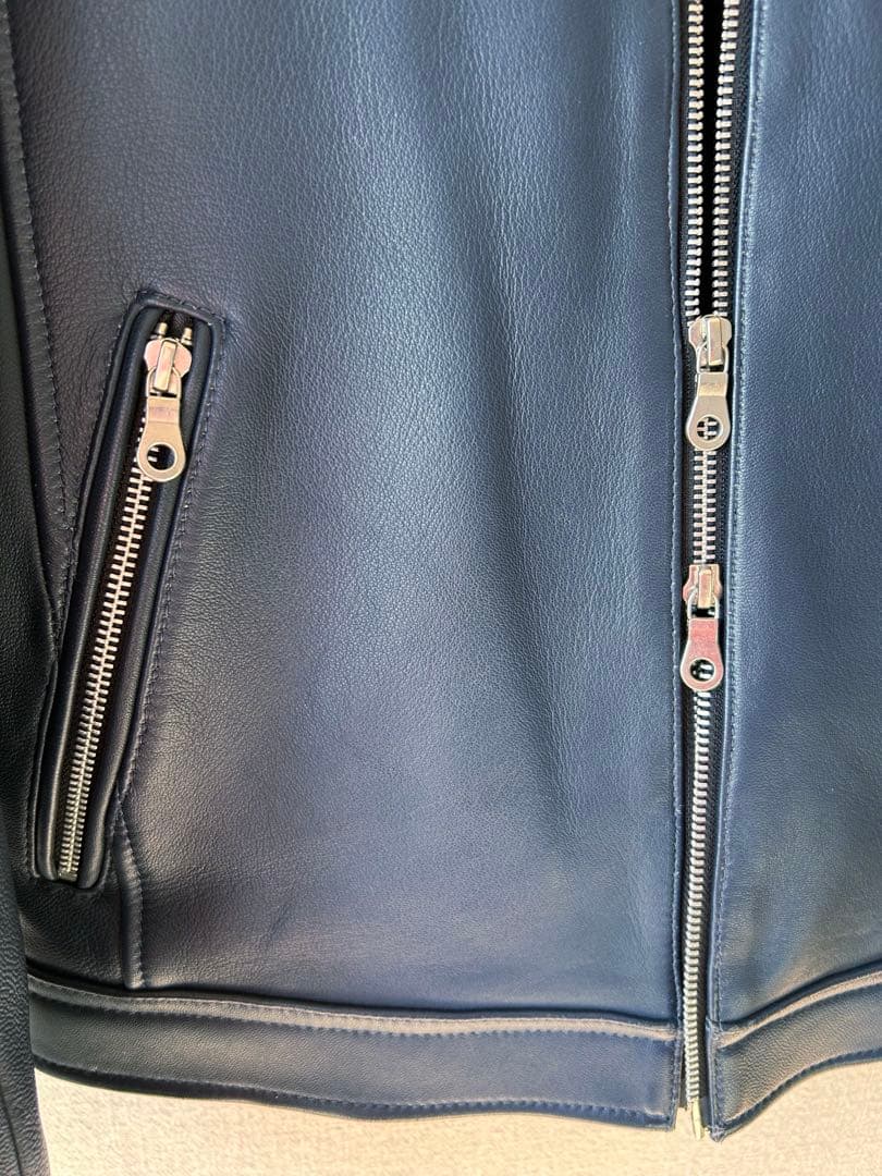 シングルライダースジャケット RT ブルー　羊革