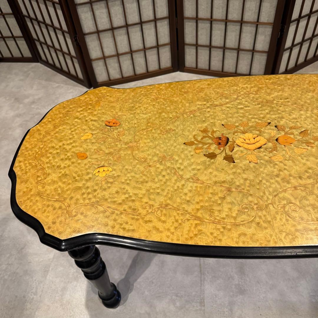 【イタリア製】ボタニカル柄 ローテーブル サイドテーブル 花柄