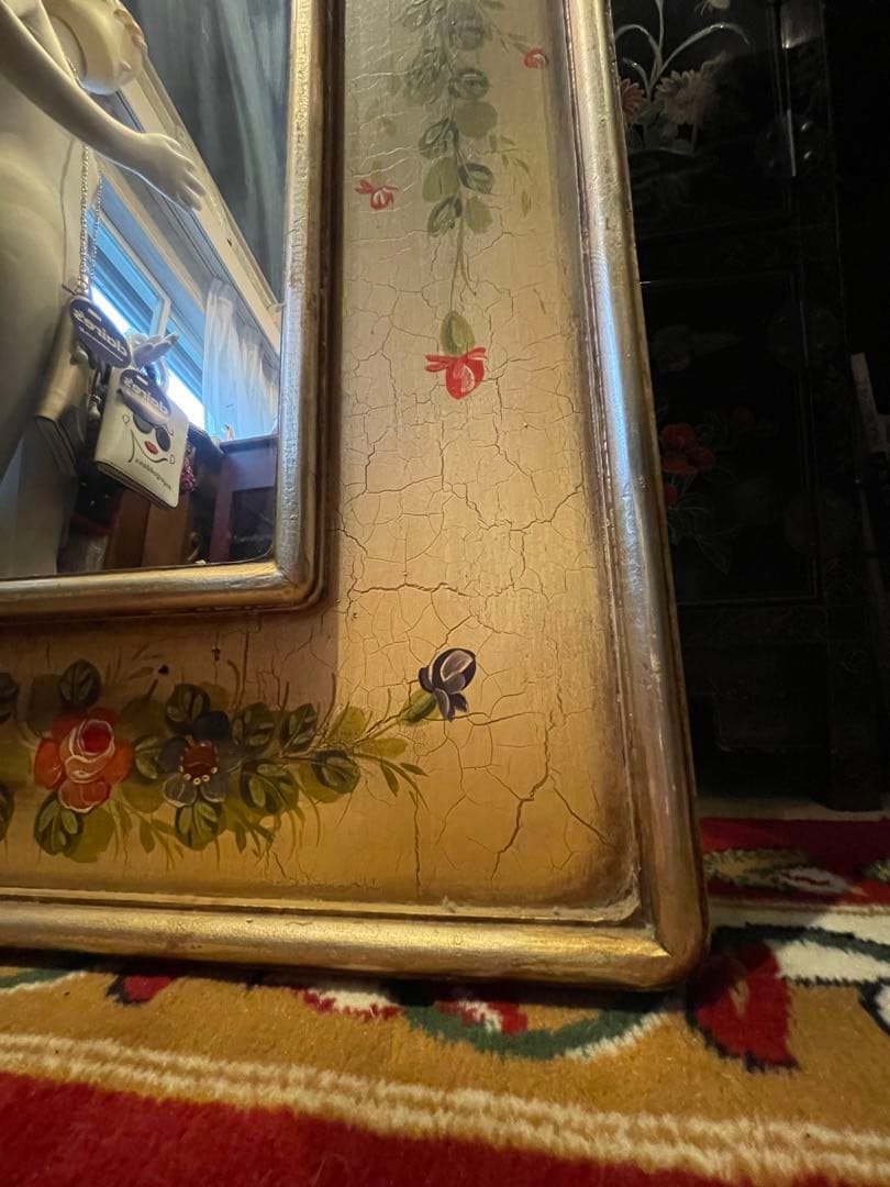 値下！スペイン製　トールペイント　大きめミラー