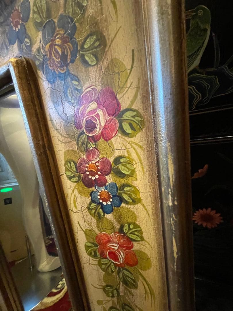 値下！スペイン製　トールペイント　大きめミラー