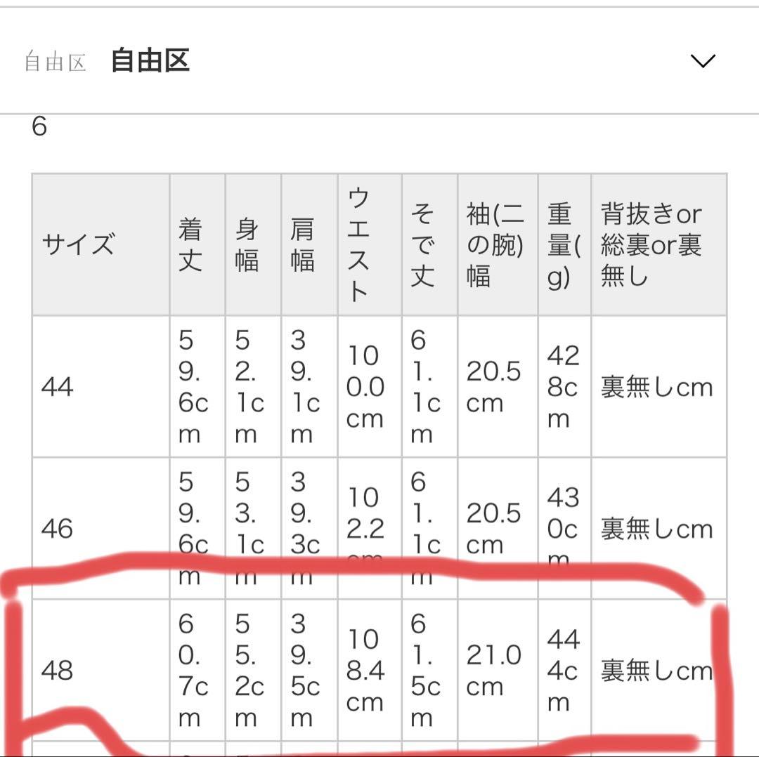 自由区　ショートダウン　サイズ48