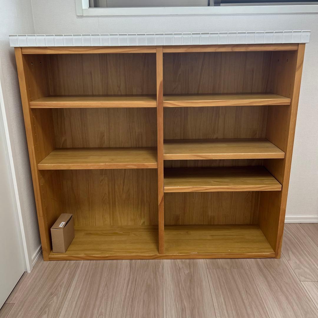 【たのめる便】モモナチュラル キッチンワゴン タイル　タイル　キッチン収納