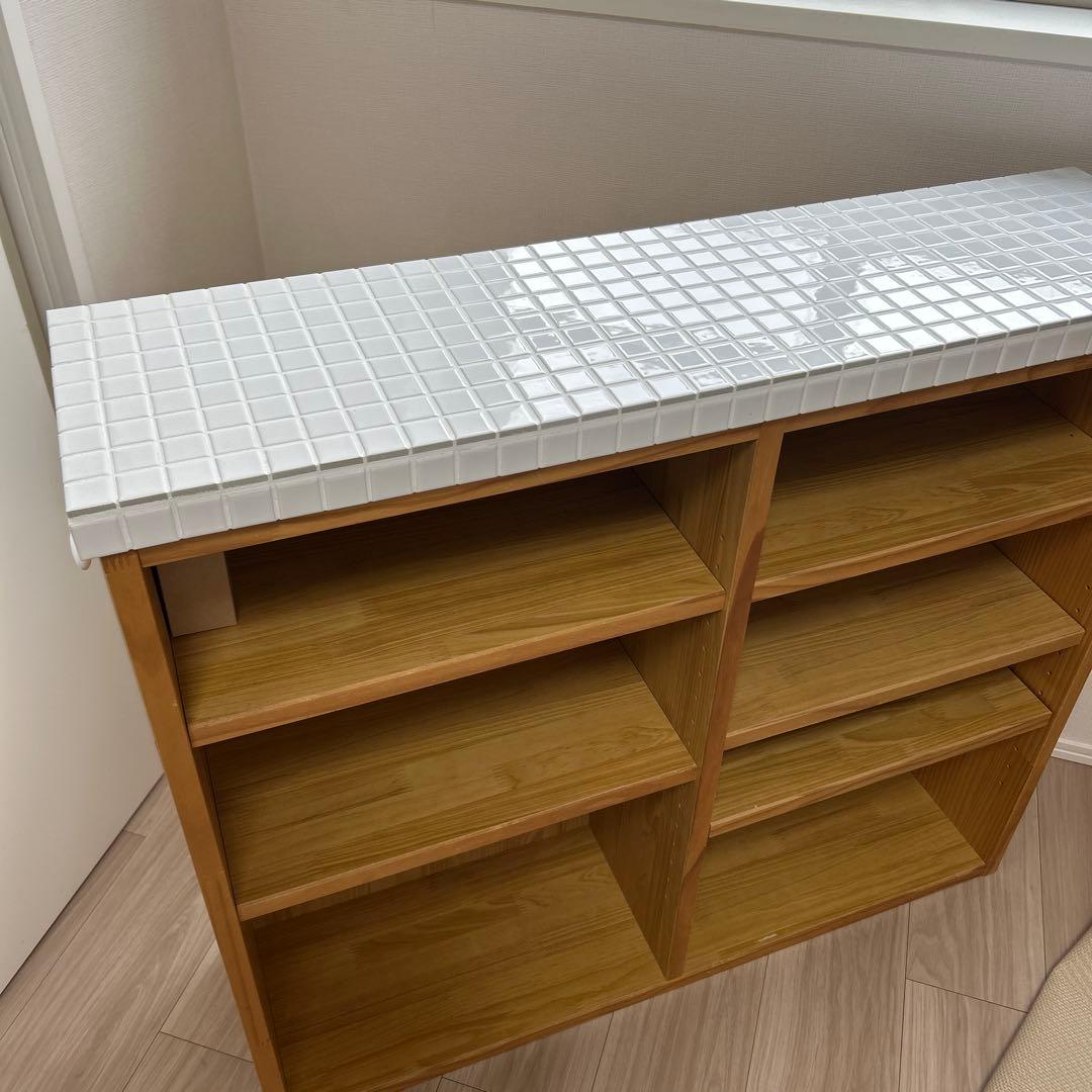【たのめる便】モモナチュラル キッチンワゴン タイル　タイル　キッチン収納
