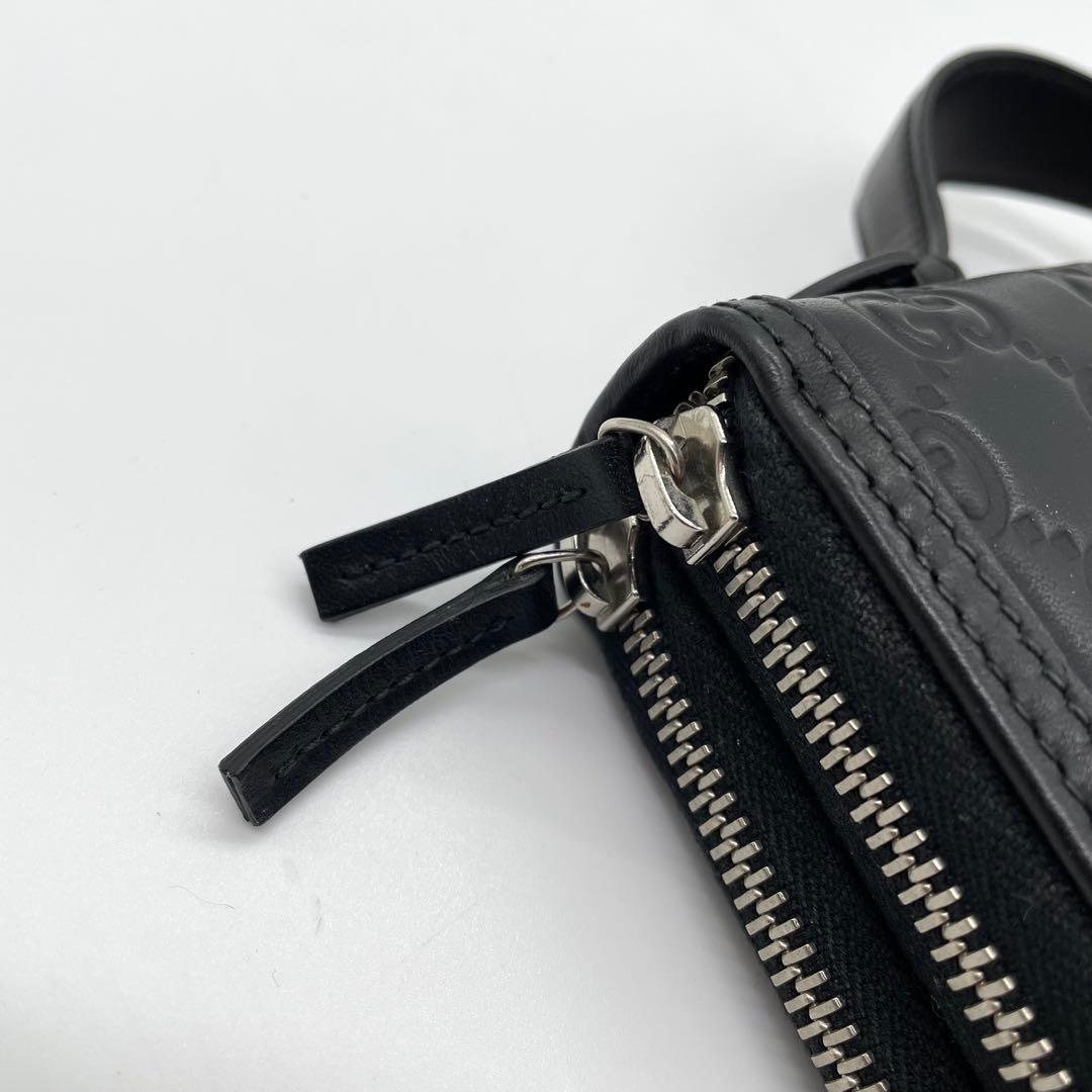 【極美品】グッチ　オーガナイザー　シェリーライン　シマ　GG レザー　ブラック