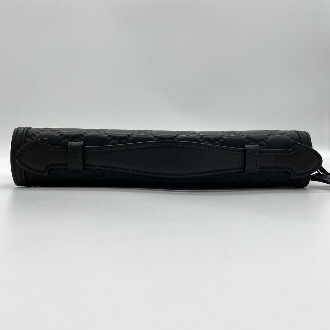 【極美品】グッチ　オーガナイザー　シェリーライン　シマ　GG レザー　ブラック