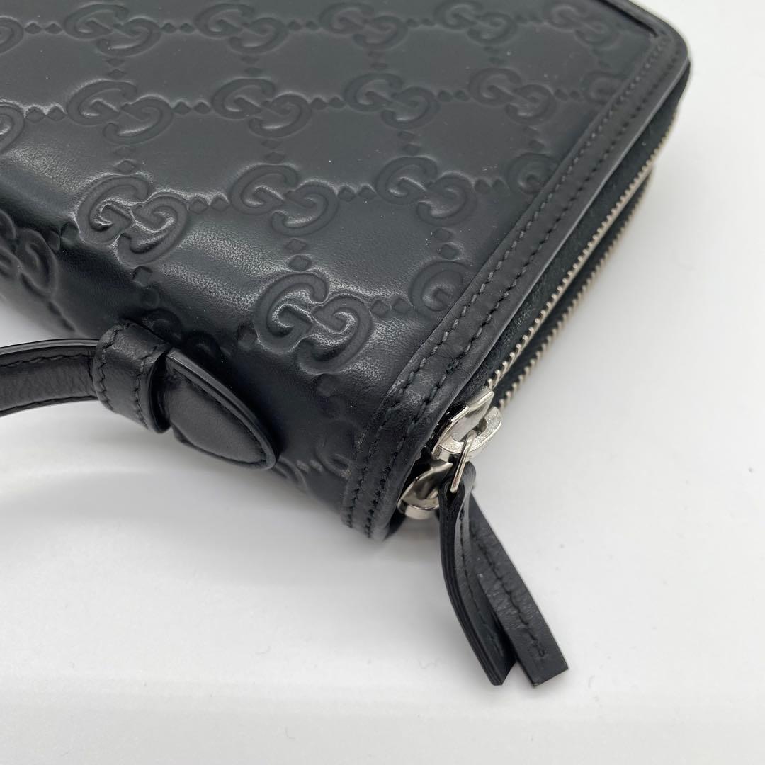【極美品】グッチ　オーガナイザー　シェリーライン　シマ　GG レザー　ブラック