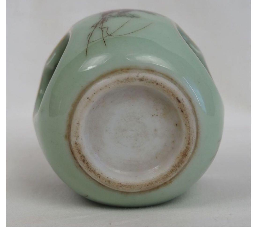 送料無料　明治時代　伊勢海老文青磁蓋置　検/楽山紫砂九谷備前萩焼常滑宝生伊万里骨