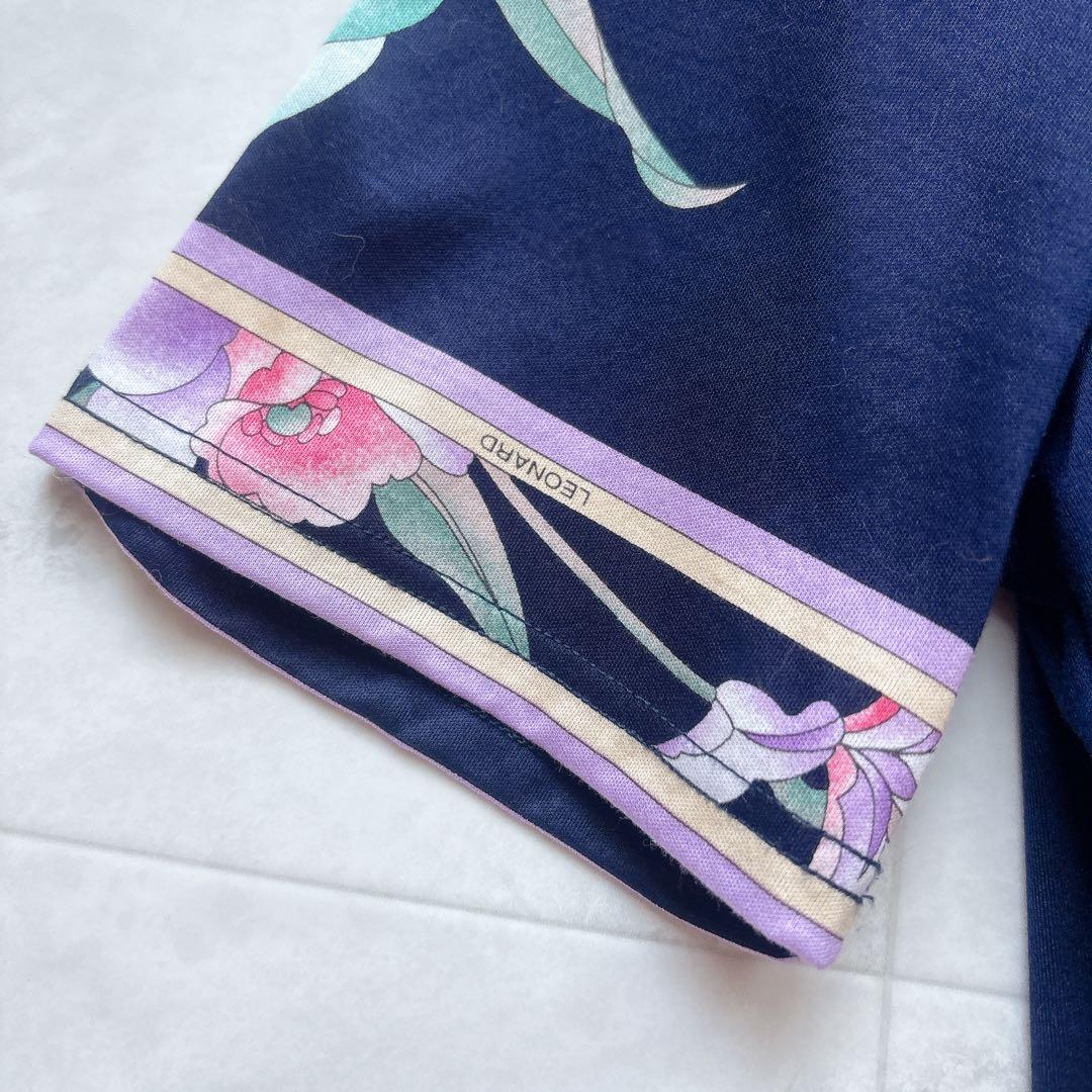 極美品✨レオナール 半袖ブラウス トリム 花柄 L レディース
