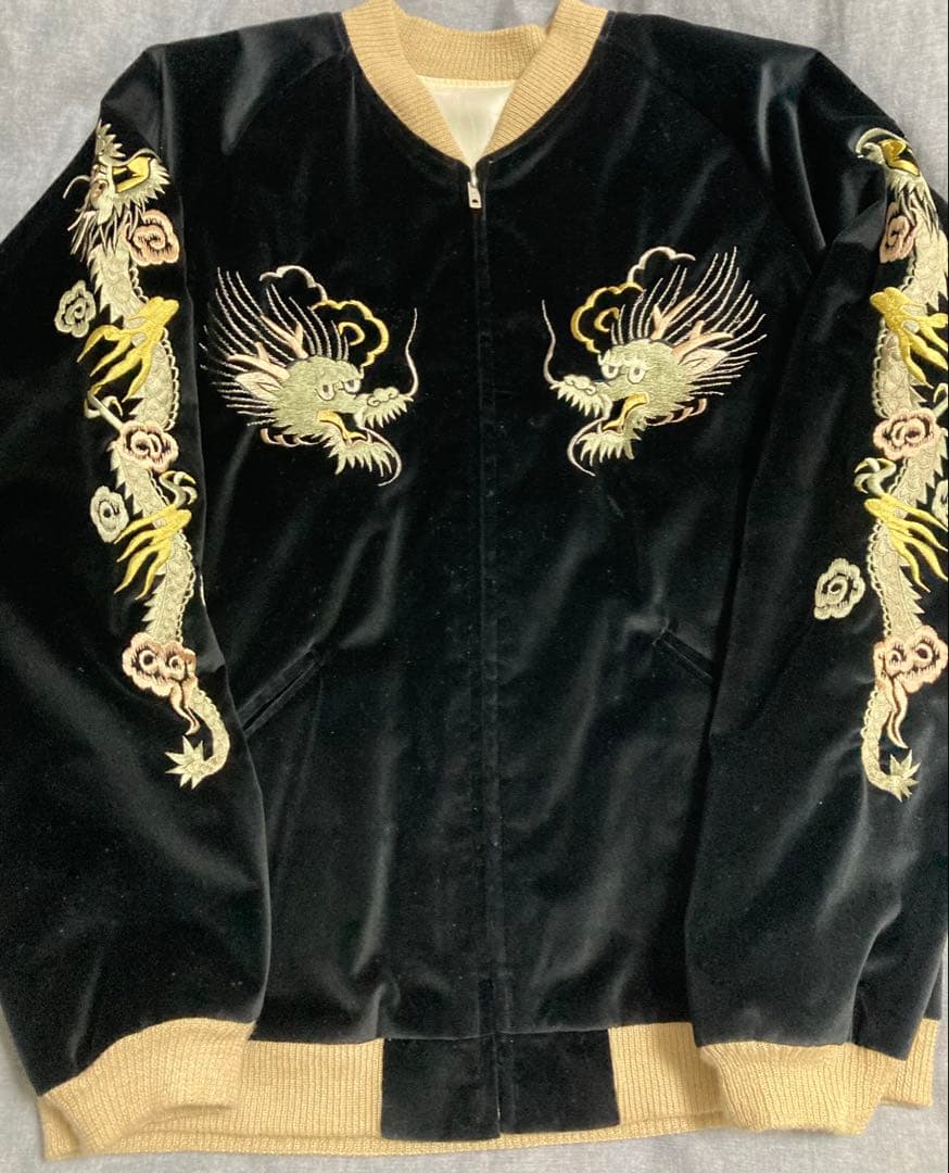 極上 GOLD 東洋エンタープライズ 別珍リバーシブルスカジャン 双龍 L