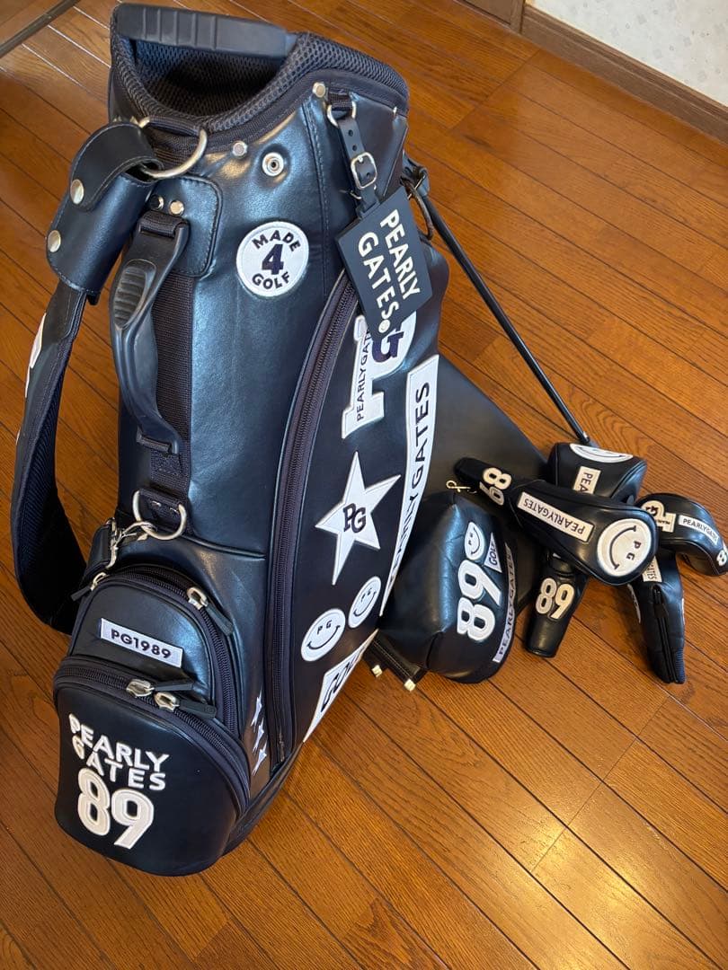 PEARLY GATES ブラックキャディバッグ　ネイビー