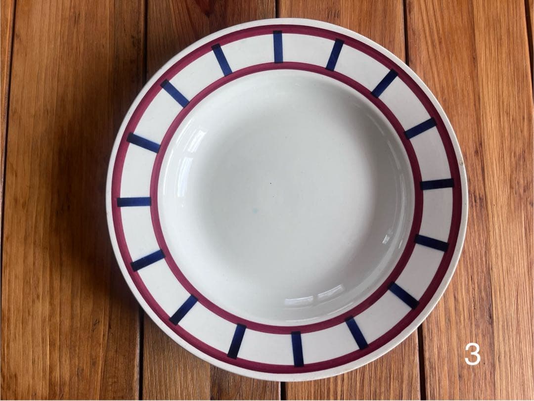 【美品】HBCMクレイユモントロー　3 バスク柄 フランスアンティーク　深皿