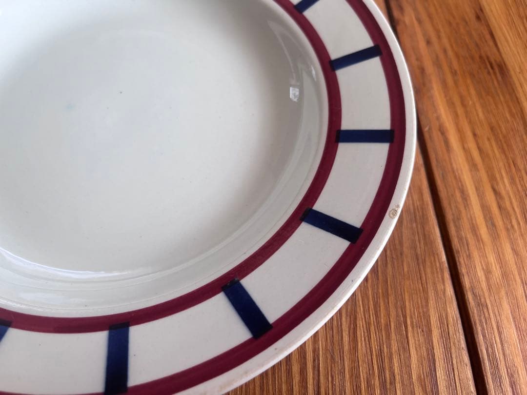 【美品】HBCMクレイユモントロー　3 バスク柄 フランスアンティーク　深皿