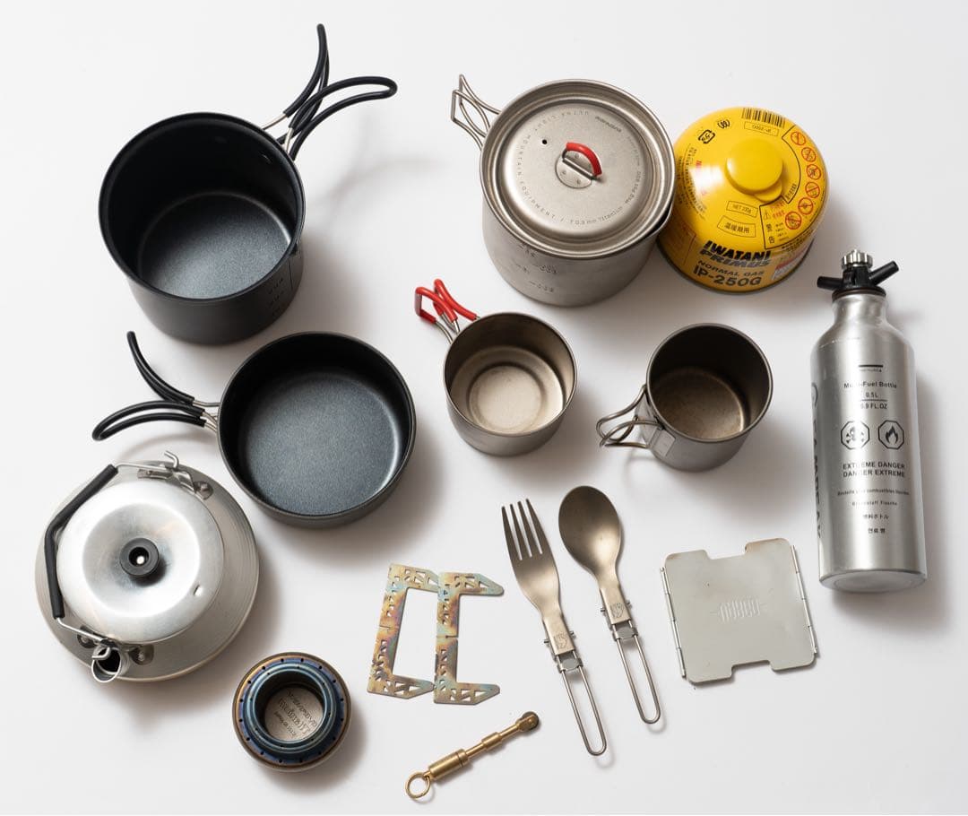 アウトドア クッカーセット 軽量　エバニュー、プリムス等