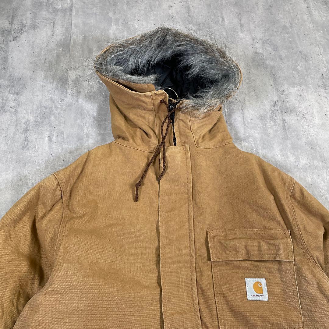 星形タグ◆80s carhartt【XL】シベリアンパーカー ダック地 ファー