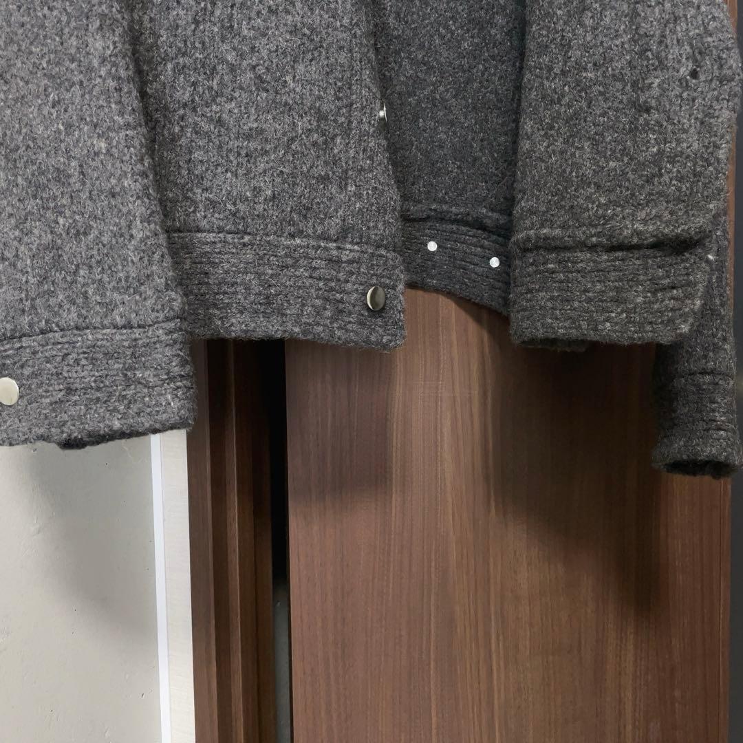 美品 NKNIT 厚手 ニットブルゾン ウールジャケット 2 グレー