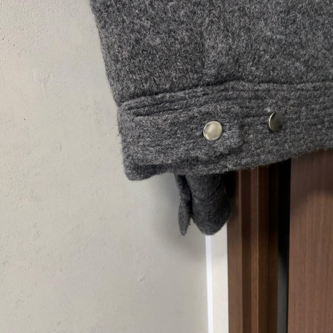 美品 NKNIT 厚手 ニットブルゾン ウールジャケット 2 グレー