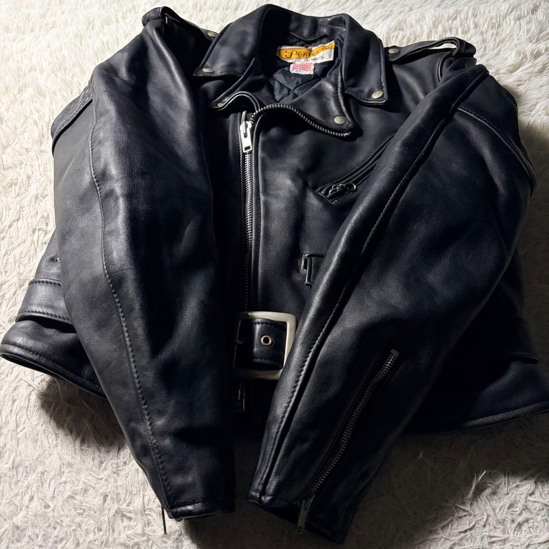 【米国製】schott ライダースジャケット 618 本革　ブラック 42