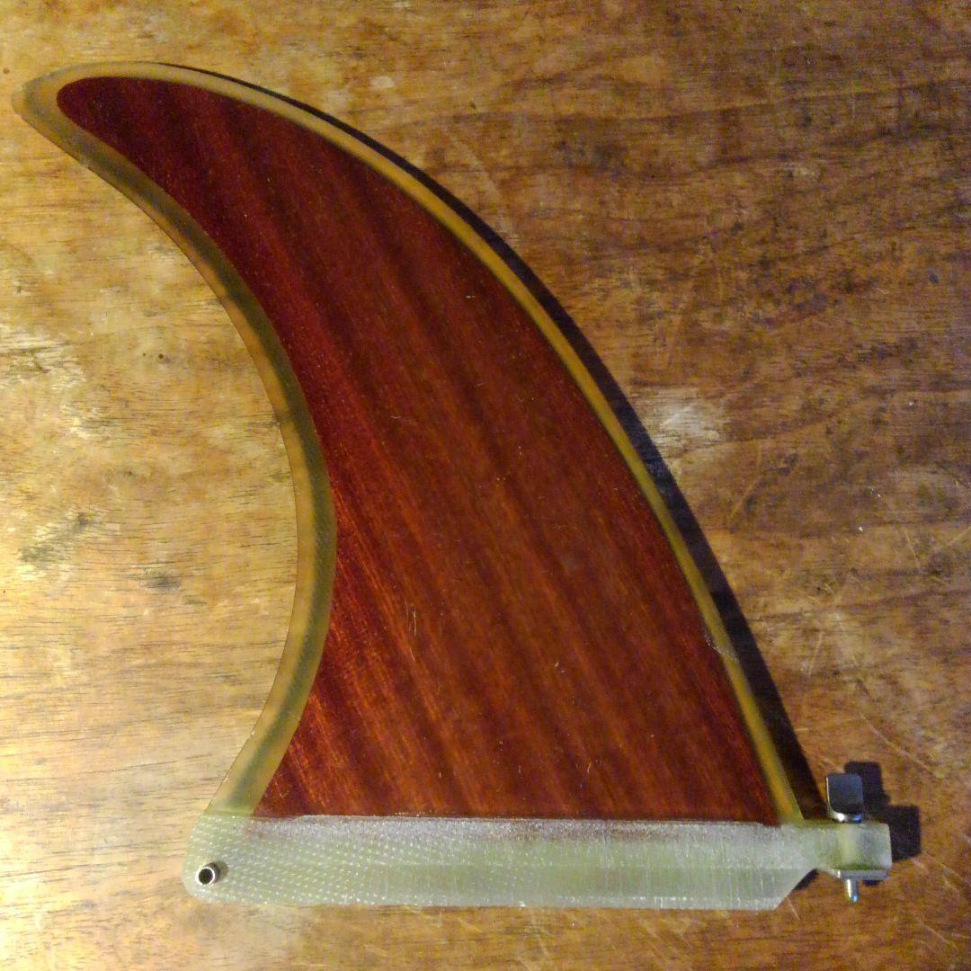 新品・ロングボード用・シングルフィン・9インチ・天然ウッドグラスラミネート製